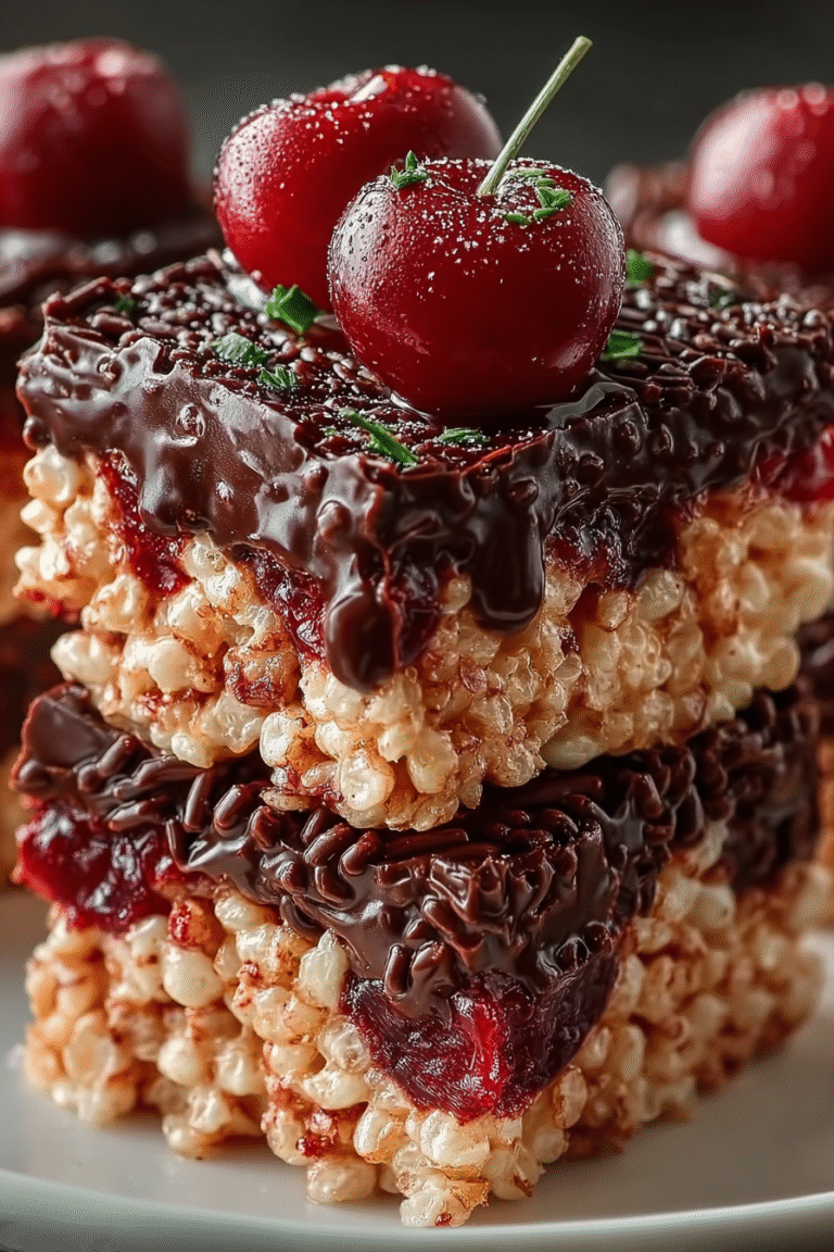 Chocolate Covered Cherry Rice Krispies Treats - recipesman