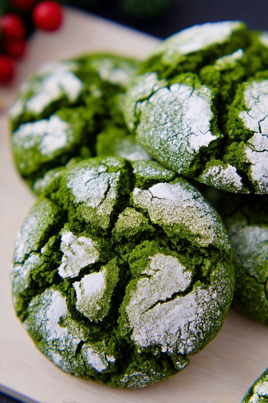 Matcha Crinkle Cookies image 2