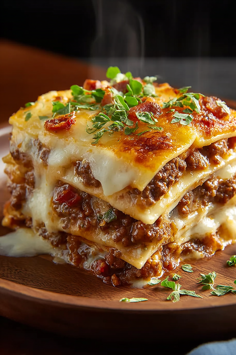 Parmesan Garlic Turkey Bacon Cheeseburger Lasagna Recipe image 2