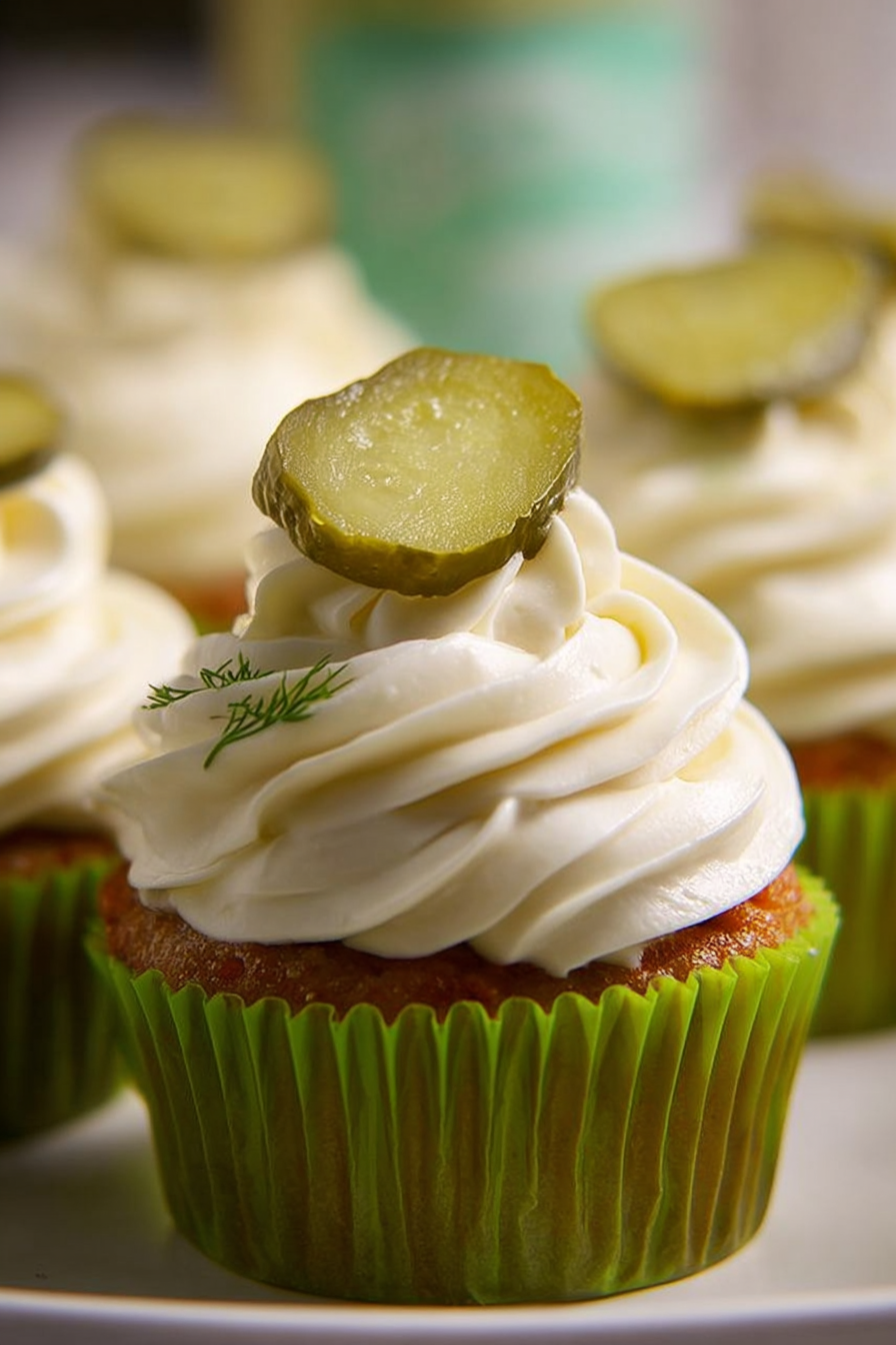 Pickle Cupcakes with Creamy Dill Frosting image 2