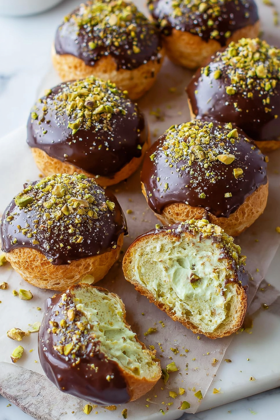 Pistachio Chocolate Choux Buns Recipe image 2