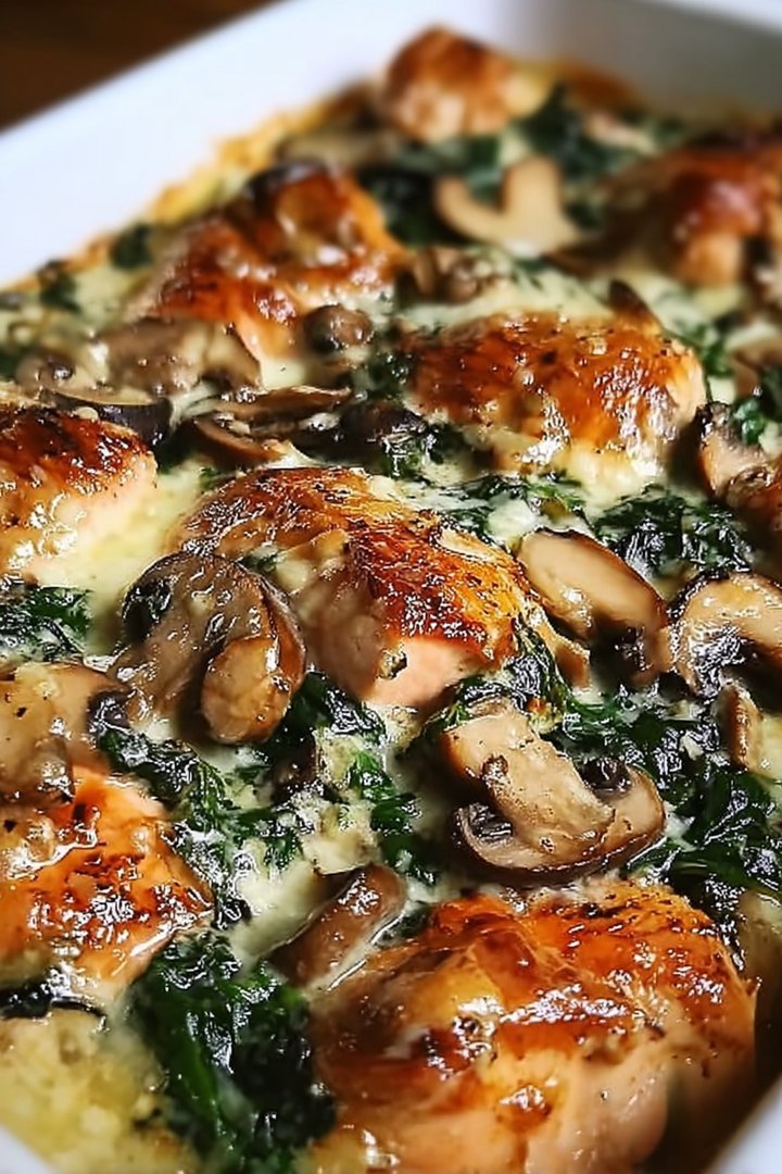 Chicken, Spinach, and Mushroom Low Carb Oven Dish image 2