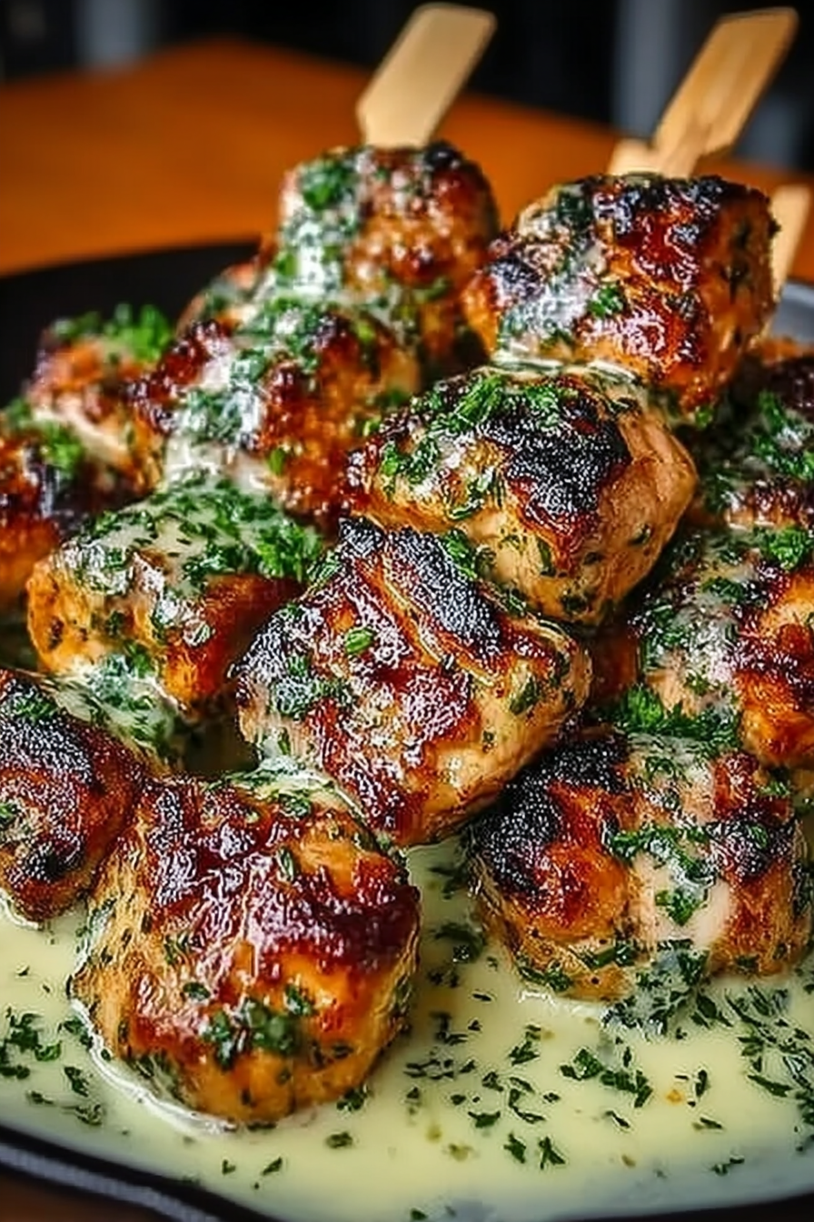 Grilled Chicken Bites with Creamy Garlic Sauce image 2