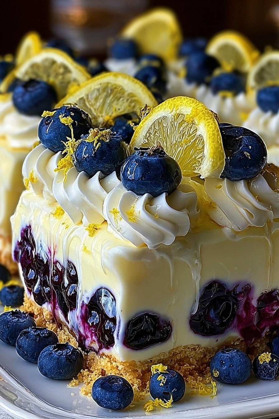 No-Bake Lemon Dazzling Blueberry Cream Cake image 2