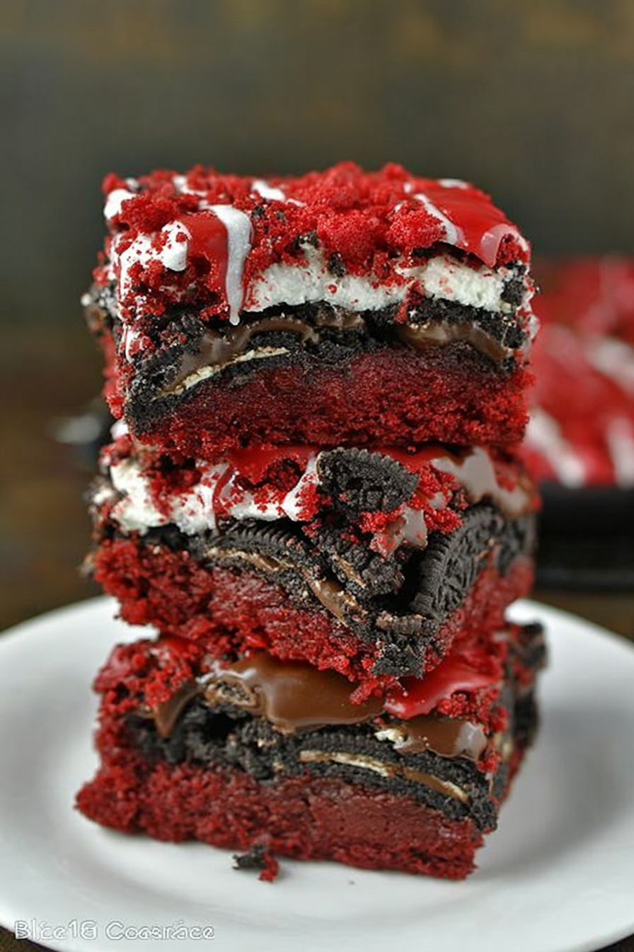 Oreo Stuffed Red Velvet Brownies image 2
