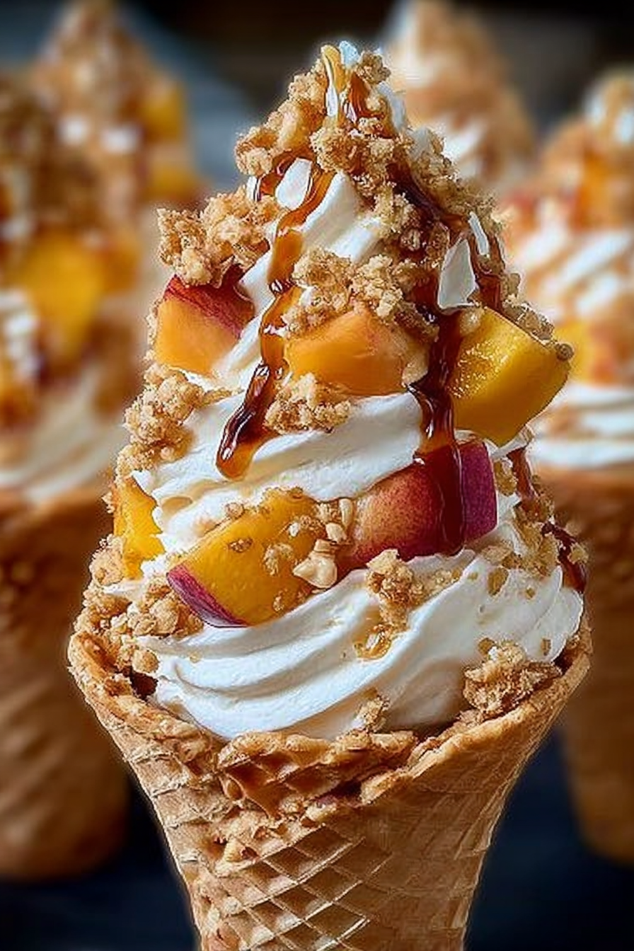 Peach Cobbler Cheesecake Cones image 2