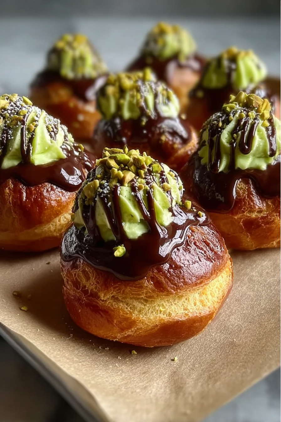 Pistachio Chocolate Choux Buns Recipe image 2