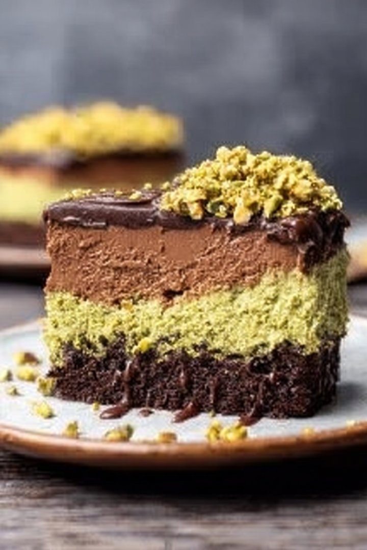 Pistachio Mousse with Chocolate Ganache image 2