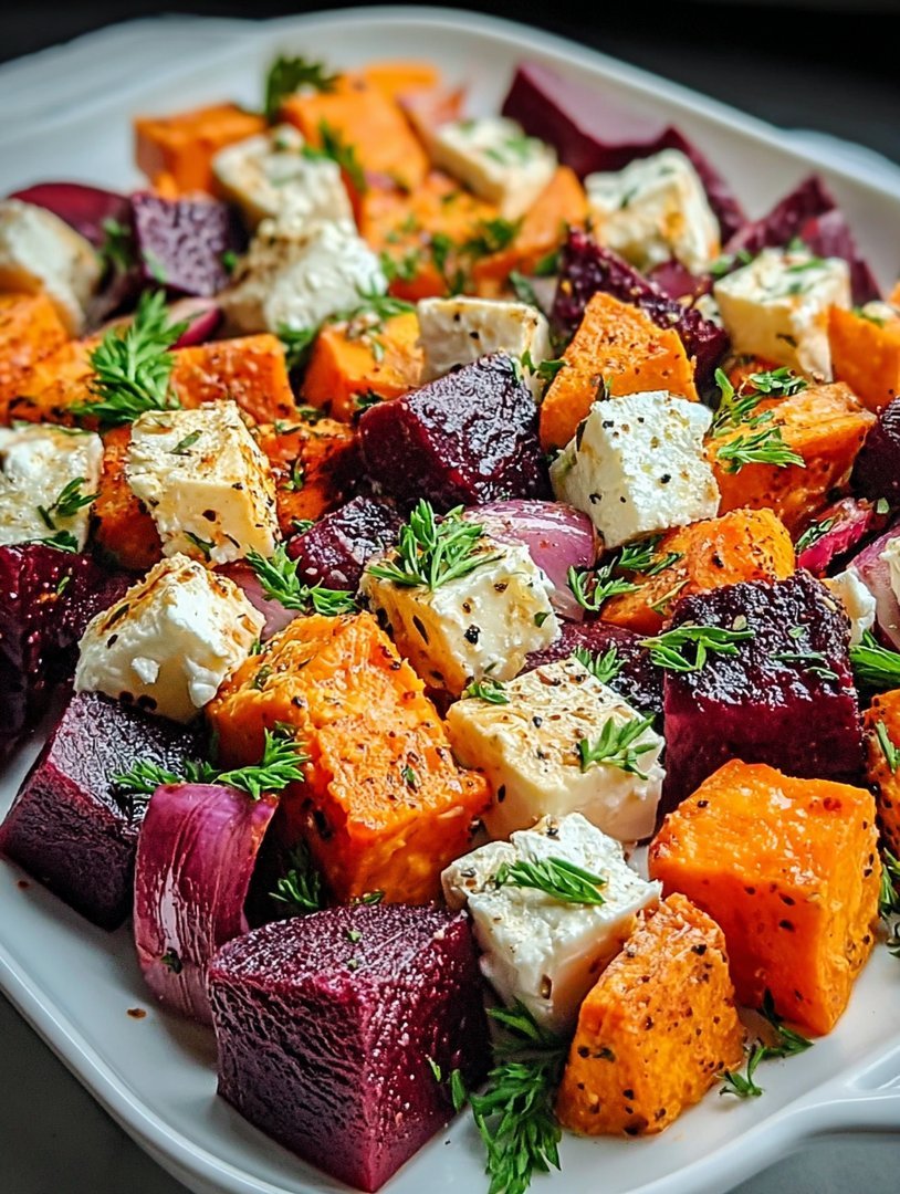 Roasted Beet and Sweet Potato Salad with Feta and Yogurt Dressing image 2