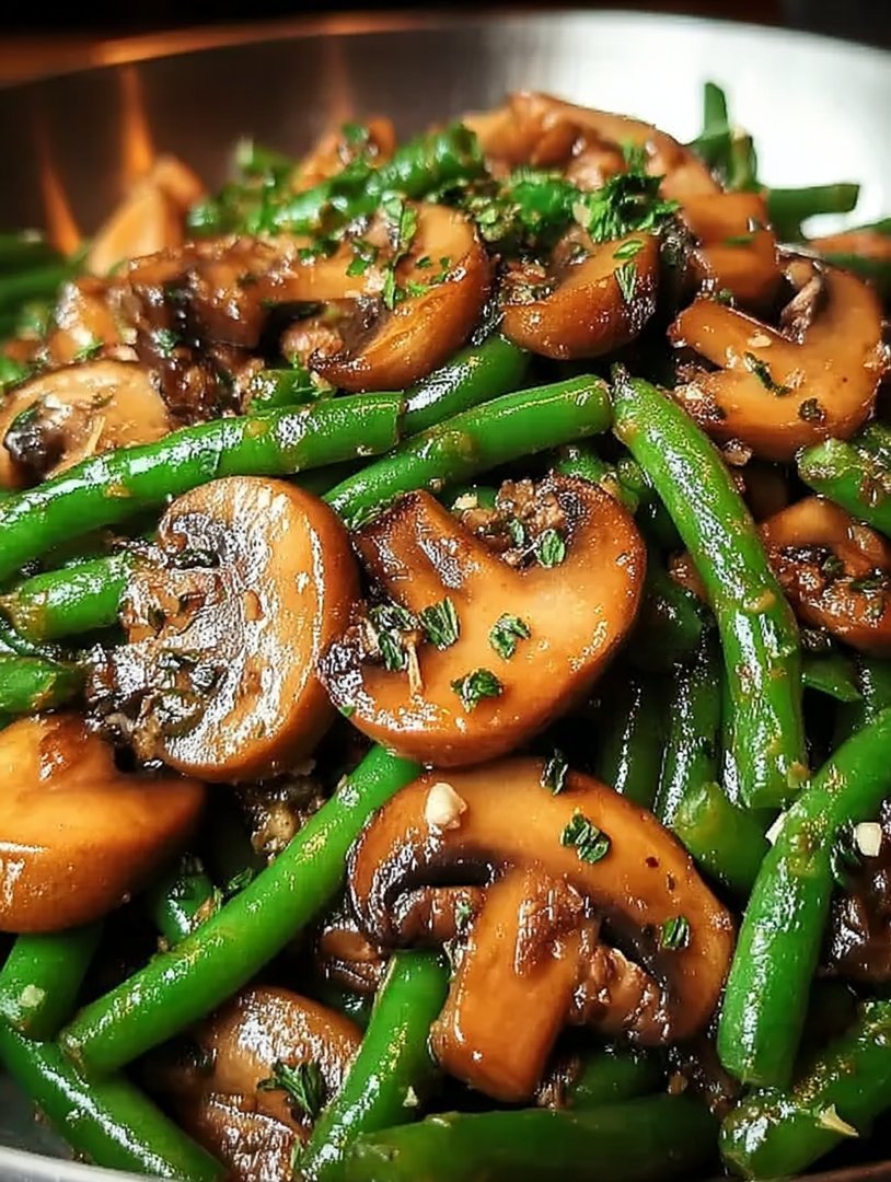 Sautéed mushrooms and green beans image 2