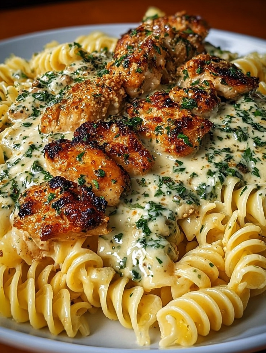 Cheesy Twisted Pasta with Creamy Garlic Parmesan Chicken image 2