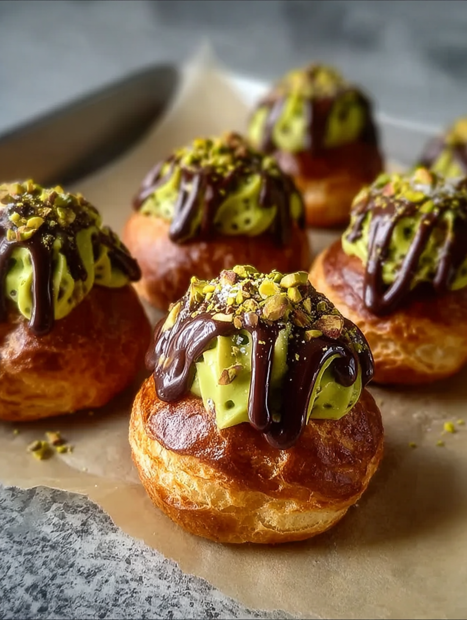 Pistachio Chocolate Choux Buns Recipe image 2