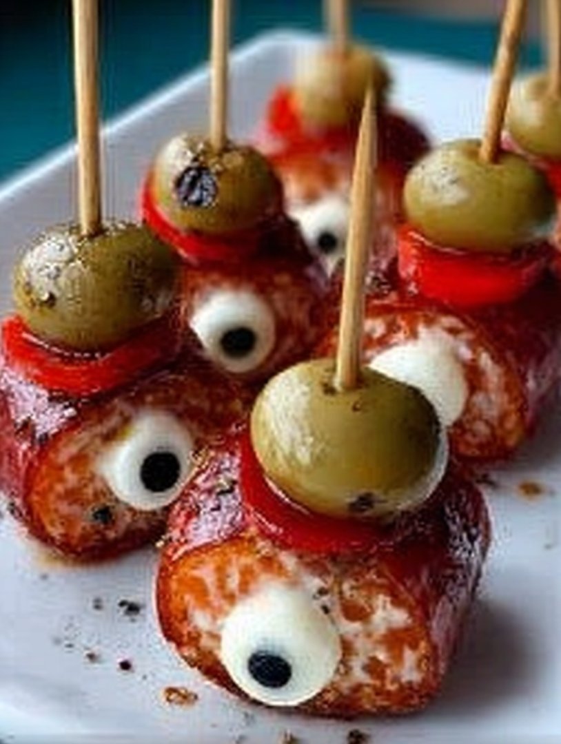Skewered chicken salami eyeballs image 2