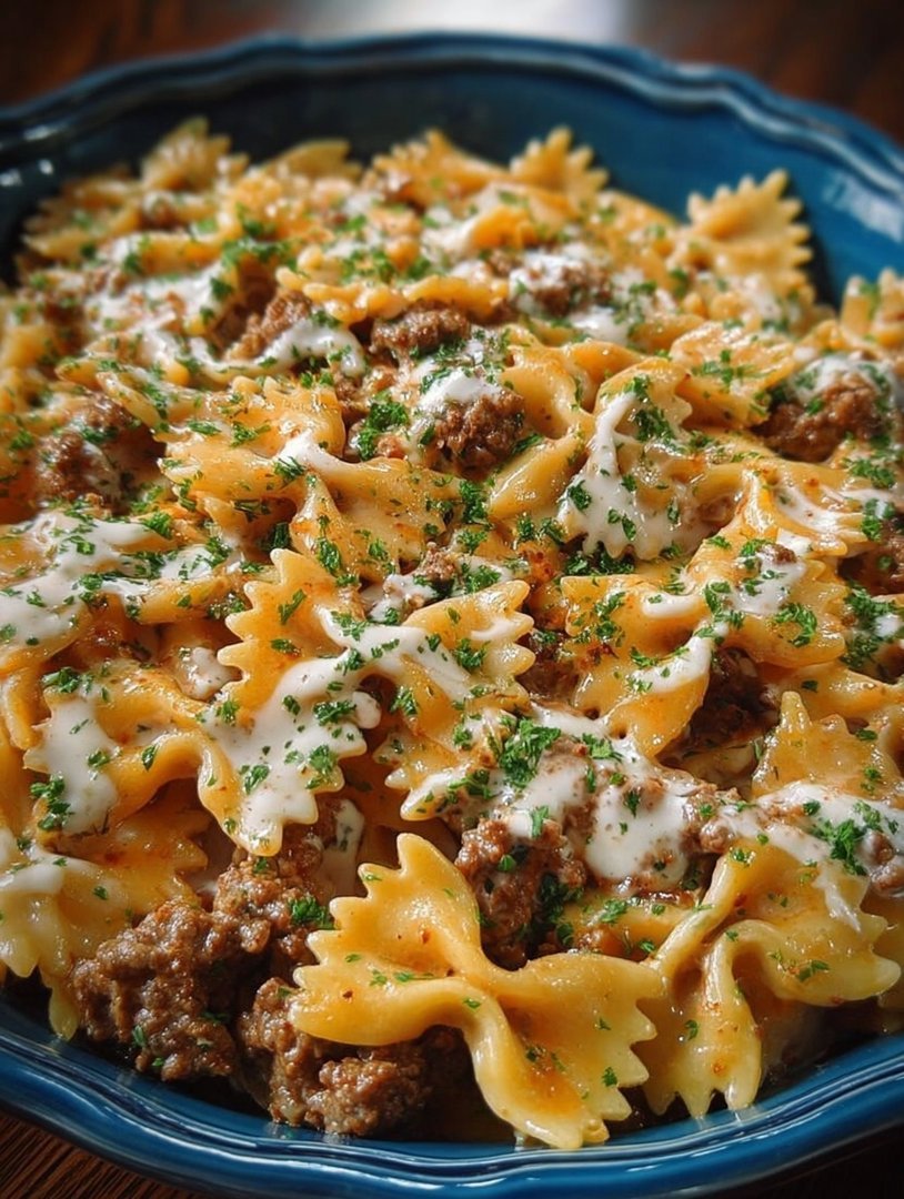 Cajun Cream Cheese Alfredo Bowties with Spiced Ground Beef image 2