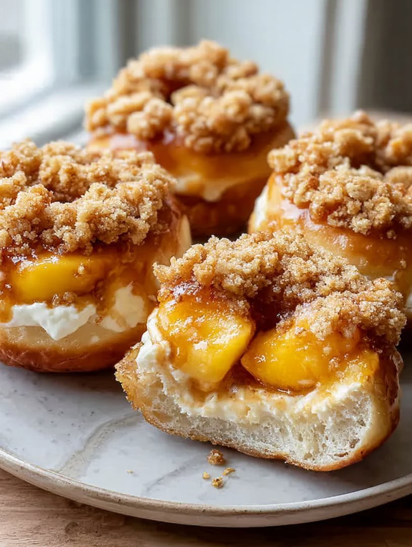 Classic Peach Cobbler Cheesecake Donuts image 2