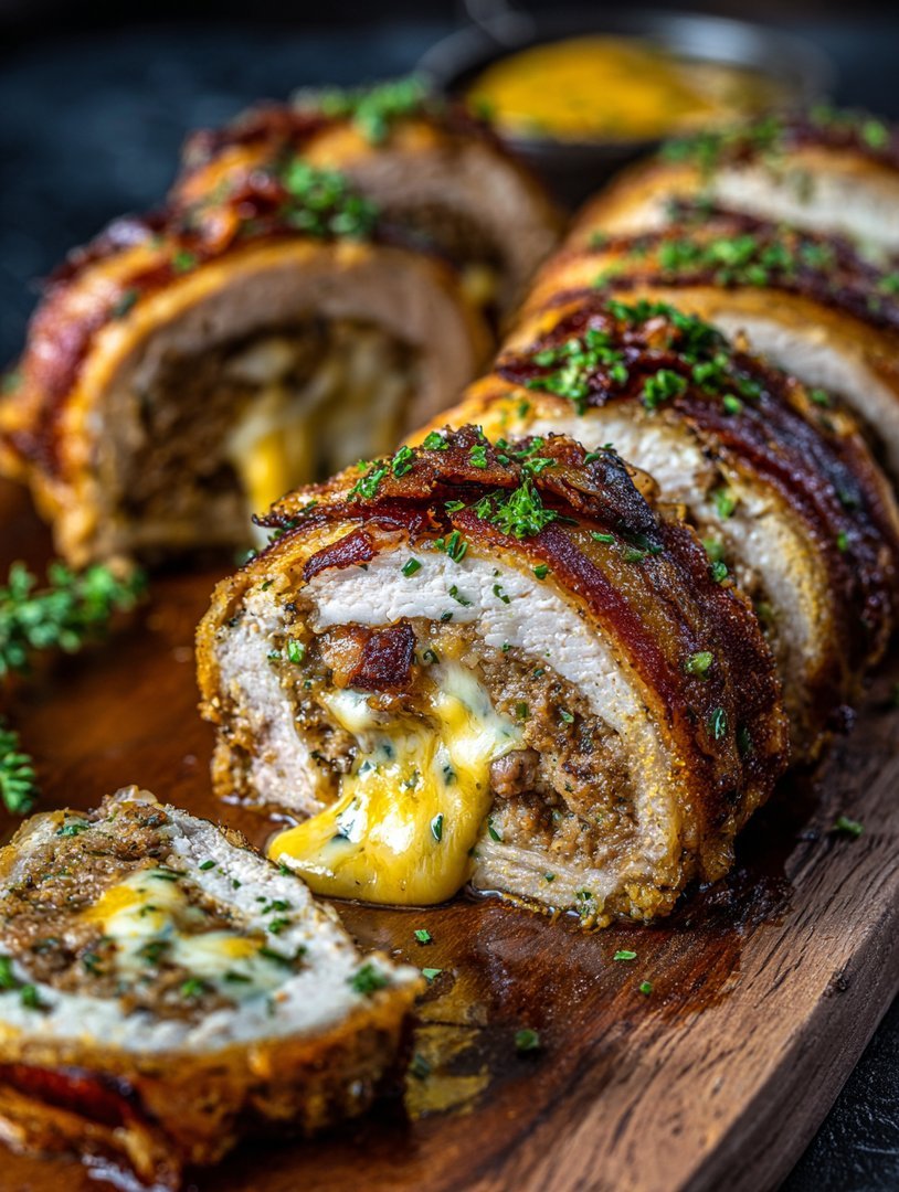 Garlic Butter Burger Cheesy turkey turkey bacon de dinde Rollups image 2